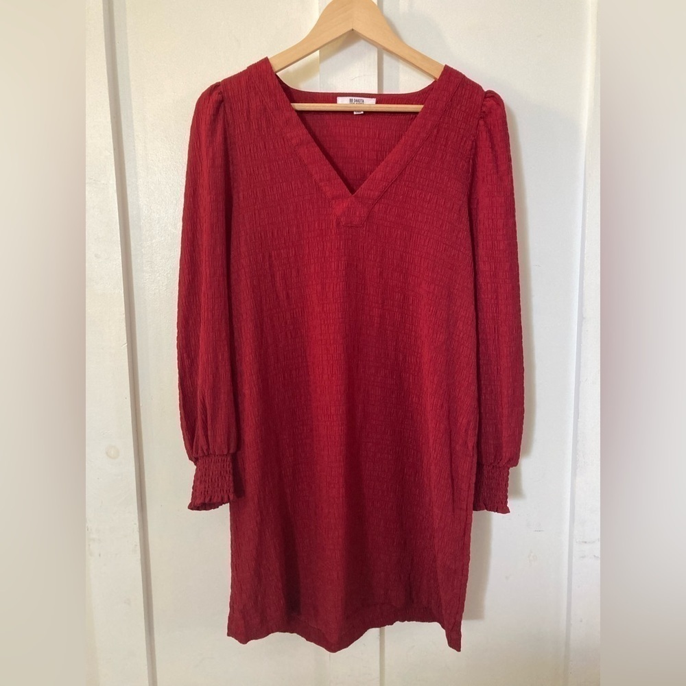 BB Dakota Steve Madden red tunic blouse mini dress Medium rayon blend